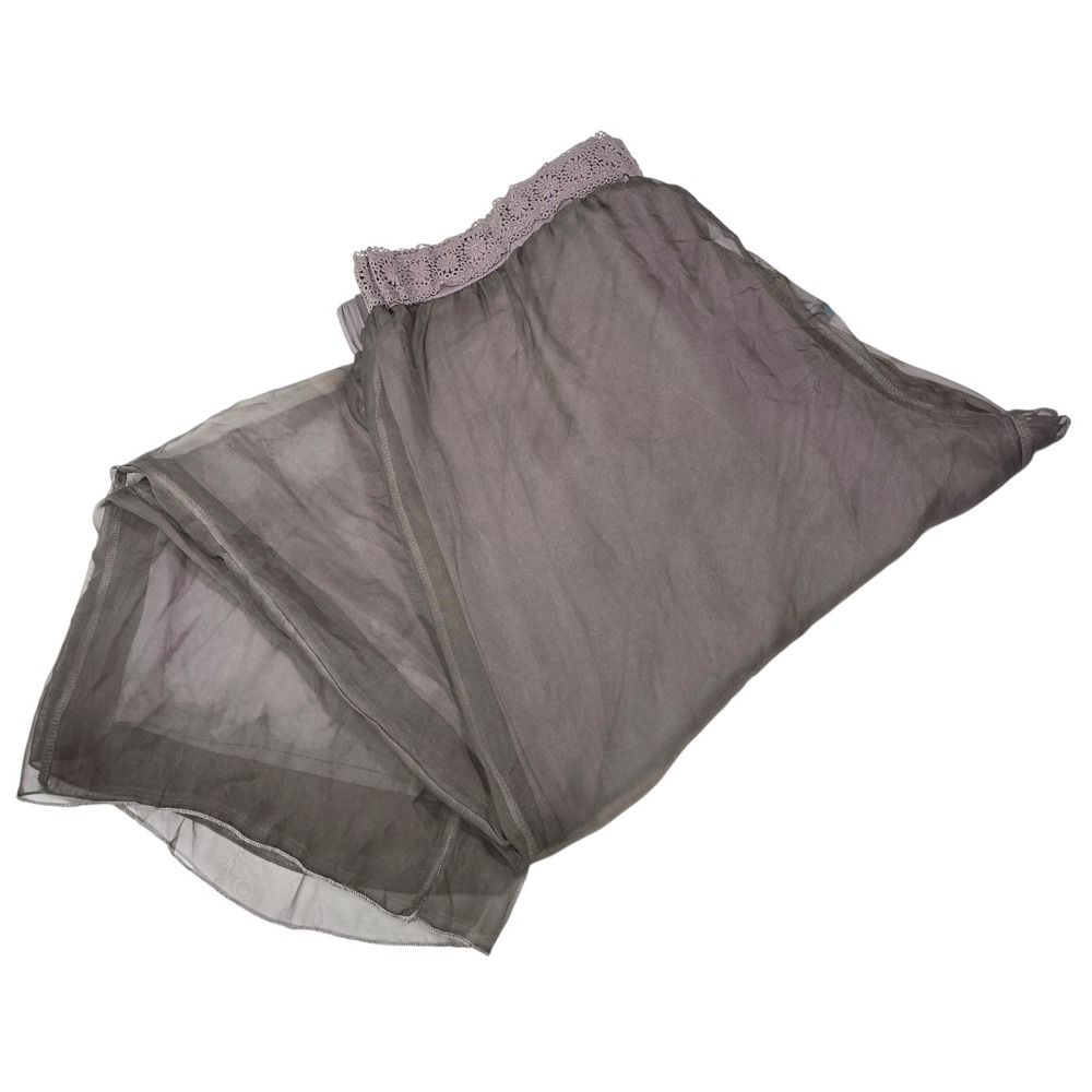 NEW Blutique 2X Gray Sheer Mesh Wide Leg Pants Lace Trim Flowy‎ Boho Fairycore